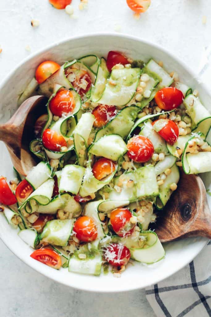 Zucchini Ribbon Salad with Corn and Tomatoes - Destination Delish